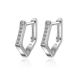 Canarea 1 Paar ohrringe Damen creolen silber 925 Geometrische Form einfache Mode Glitzer Zirkonia Hoop Ohrstecker für Frauen Mädchen von Canarea