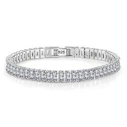 Canarea Armband für Damen Sterling Silber 925 vergoldet Breit Glitzer Strass Einfache Mode Charm Armreif für Mädchen Frauen von Canarea