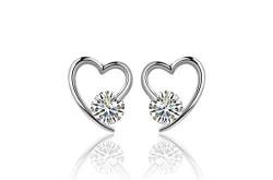 Canarea Ohrringe 925 Versilbert Ohrstecker Damen Herz Glitzer Zirkonia Studs Ohrschmuck Geschenk für Damen/Frau/Freundin/Tochter von Canarea