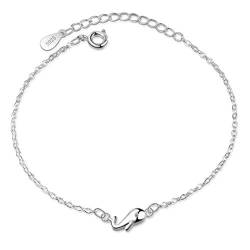 Damen Mädchen Armband silber 925 Eifnache Mini Fisch Mode Charm-Armreif Süss Armkettchen Sommer Schmuck Hypoallergen Verstellbar von Canarea