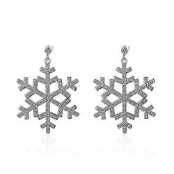 Damen Mädchen Ohrhänger Ohrringe Stecker 925er Sterling Silber Mode Elegant Große Schneeflocke de Zirkonia Hypoallergen von Canarea