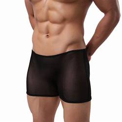 Herren Boxershorts Ultra Dünn Atmungsaktive Low Taille Unterhose Pants Transparent Beutel Briefs Soft unterwäsche für Männer (Schwarz) von Canarea