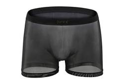 Herren Sexy Boxershorts Ultra Dünn Atmungsaktive Mesh Transparent Low Rise Beutel Unterhose Unterwäsche Bequem Briefs Shorts Männer (L, Schwarz) von Canarea