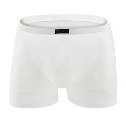 Herren Sexy Boxershorts Ultra Dünn Atmungsaktive Mesh Transparent Low Rise Beutel Unterhose Unterwäsche Bequem Briefs Shorts Männer (M, Weiß) von Canarea