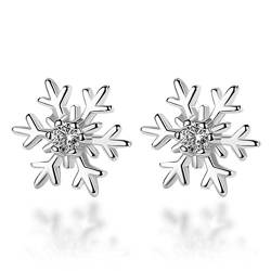 Ohrringe Damen Mädchen ohrstecker 925er Sterling Silber Mit Zirkonia Schneeflocke Studs Spike Ohrschmuck Hypoallergen für Frauen Freundin als Weihnachtsgeschenke von Canarea