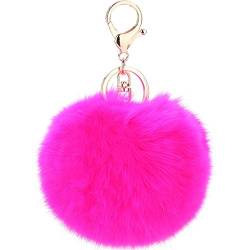 Schlüsselanhänger plüsch Ball Keychain Elegant Plüsch-Kugel Auto-Anhänger Taschenanhänger bommel Pompom Weich Schlüsselring Handtaschenanhänger Dekor (Rosa) von Canarea