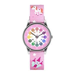 Cander Berlin MNA 1230 E Kinderarmbanduhr Kinderuhr Armbanduhr Mädchen Uhr Lernzifferblatt Einhorn rosa pink bunt von Cander Berlin