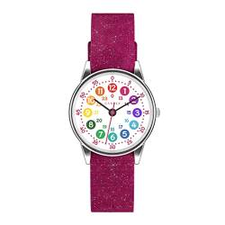 Cander Berlin MNA 1730 M Kinderarmbanduhr Kinderuhr Armbanduhr Mädchen Lernuhr wasserdicht pink rosa Glitzer von Cander Berlin