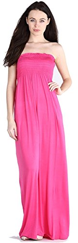 Candid Styles Bandeau-Kleid, Damen, trägerloses Maxikleid, Sommer, erhältlich in den Größen 36 - 50 Gr. XL 42-44, hot pink von Candid Styles