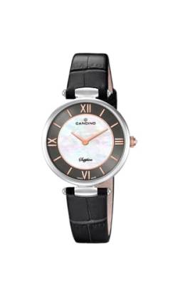 Candino Uhr Für Damen C4669/2 Lady Elegance Silber Edelstahl Case SchwarzLeder Band von Candino