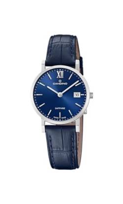 Candino Uhr Für Damen C4725/2 Couple Classic Silber Edelstahl Case BlauLeder Band von Candino