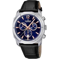 Candino Uhr Für Herren C4582/5 Chronos Silber Edelstahl Case SchwarzLeder Band von Candino