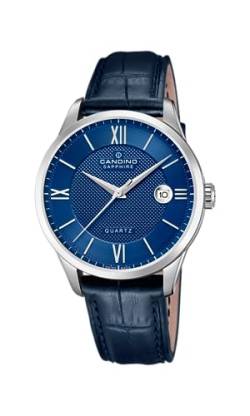 Candino Uhr Für Herren C4707/B Couple Classic Silber Edelstahl Case BlauLeder Band von Candino