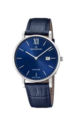 Candino Uhr Für Herren C4724/2 Couple Classic Silber Edelstahl Case BlauLeder Band von Candino