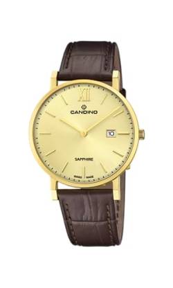 Candino Uhr Für Herren C4726/2 Couple Classic Gold Edelstahl Case BraunLeder Band von Candino