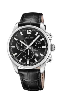 Candino Uhr Für Herren C4745/6 Gents Sport Silber Edelstahl Case SchwarzLeder Band von Candino