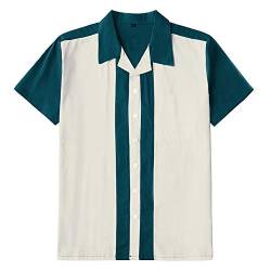 Candow Look Herren Freizeit-Hemd Short Sleeve,Teal/Ivory von Candow Look