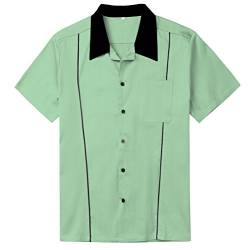 Candow Look Man Shirt Rockabilly Short Sleeve Vintage Style UK Design Cotton Men Tops-Mint Green von Candow Look