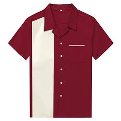 Candow Look Men's Shirts Cotton Button Down Chic Design Patchwork Tops Maroon&Ivory von Candow Look