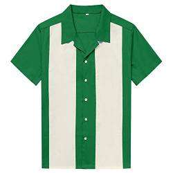 Candow Look Men's Two Tone Workshirts Short Sleeve Casual Shirt(L,sea Green+Ivory) von Candow Look