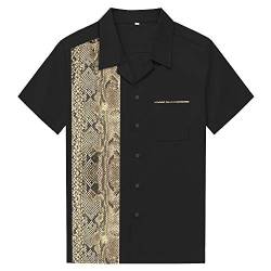 Candow Look Mens Black Contrast Animal Pattern Casual Button Down Collar Shirts(L,Snake) von Candow Look