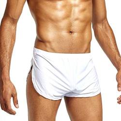 Candy101 Boxershorts Herren Sexy Retroshorts mit Seitenschlitz Boxer Shorts Pant Einfarbig Höschen Elastisch Männer Unterwäsche von Candy101