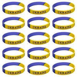 Candy101 Ukraine Armband Unisex - 15 Stücke 2022 Ukrainisches Sport Silikon Fahne Flagge Armbänder Armreif Ukrainische Silikonarmband Geschenk (15 PCs) von Candy101