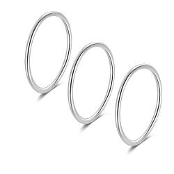 1,2 MM Vorsteckringe Schmal 925 Sterling Silber Filigraner Schlichte Bandringe Stacking Midi Knuckle Band Knöchelringe Stapelringe Rings 3 Stücke Set Größe 58 (18.5) von Candyfancy