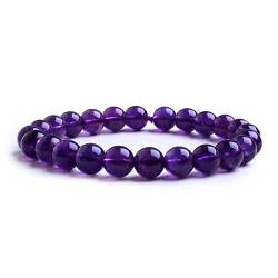 Candyfancy 8MM Perlen Armbänder Amethyst Armband Bergkristall Beads Lila Elastisch Natürlich Stein Damen Herren von Candyfancy