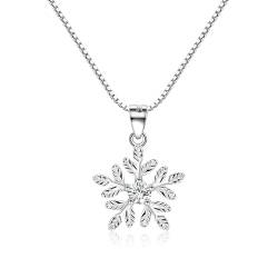 Candyfancy Halskette Schneeflocke Damen Silber 925 Kette mit Schneeflocken Anh?nger f¨¹r Frauen und M?dchen Kristall Zirkonia Halskette Kistenkette, Schmuck Geschenk zum Weihnachten von Candyfancy