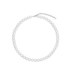 Candyfancy Perlenkette Damen Choker Perlen Kette Silber 925 Weiße Runde Simulierte Muschelperlen Kette, Halskette Perlen Weiß für Damen Frauen und Mädchen Mutter Geburtstag Geschenke, Weiße Perlen 8mm von Candyfancy