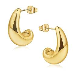 Chunky Gold Ohrringe für Damen Wassertropfen Vergoldete Teardrop Ohrringe Creolen Modeschmuck für Frauen von Candyfancy