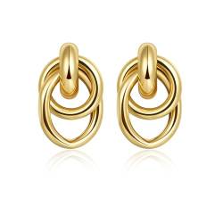 Chunky Ohrringe Gold Hängend Damen Tropfen Ohrringe Knoten Gold Earrings von Candyfancy