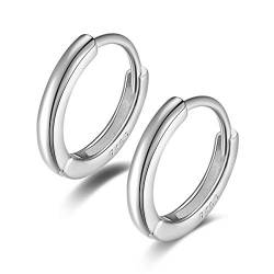 Creolen Silber 925 Damen Herren 10mm Ohrringe Klein Klappcreolen Knorpel Helix Ohrpiercing Einfach Kreolen Huggie Hoops Earrings Frauen von Candyfancy