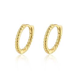 Gedrehte Mini Creolen Silber 925 Klein Gold Ohr Kreolen Vergoldet Klappcreolen 8mm 12mm Greolen Knorpel Helix Huggie Hoop Earrings Griolen Ohrringe von Candyfancy