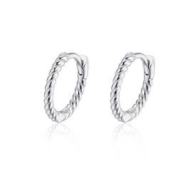 Gedrehte Mini Creolen Silber 925 Klein Gold Ohr Kreolen Vergoldet Klappcreolen 8mm 12mm Greolen Knorpel Helix Huggie Hoop Earrings Griolen Ohrringe von Candyfancy