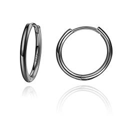 Mini Creolen Silber Damen klein 925 16MM echte silbercreolen hoops ohrringe Schwarz Männer von Candyfancy