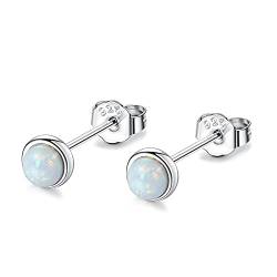 Mini Kleine 4mm Opal Ohrstecker Sterling Silber 925 Vergoldete Weiß Blau Grün Opal Ohrringe Stecker Nickelfrei für Damen Herren von Candyfancy