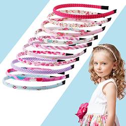 Candygirl 10 Stück Haarreif Mädchen Stirnbänder Blumen Stoff Stirnbänder für Mädchen Stirnband für Kinder Polka Dots Herz bedeckt Haarbänder von Candygirl