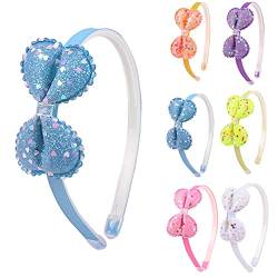 Candygirl 6 Stück Glitzer Stirnbänder für Babys, Glitzer Bogen Stirnband für Kinder,Mädchen Pailletten Alice Bänder für Kinder Stirnbänder von Candygirl