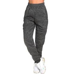 Candygirls Damen Hose Thermo Jogging Trainingshose Sporthose Reißverschluss Fitness Taschen Sport 41505 (DE/NL/SE/PL, Alphanumerisch, XL, Regular, Regular, Dunkelgrau) von Candygirls