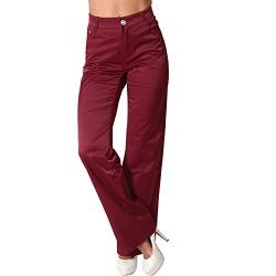 Candygirls Hose Satin High Waist Nieten Stickerei gerades Bein Jeans Damen Strass Knopf M819D (as3, Numeric, Numeric_40, Regular, Regular, Rot) von Candygirls