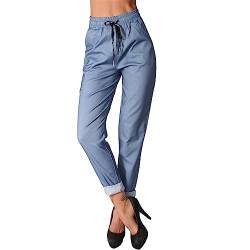 Damen Hose Loose Fit Baggy Hose elastisch Band 7/8 Umschlag High Waist hoher Bund 645 (as3, Numeric, Numeric_38, Regular, Regular, Hellblau) von Candygirls