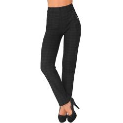 Hose Thermo Stretch Silber Niete breiter Bund Treggings Leggings Röhre Stoff 143-4 (DE/NL/SE/PL, Alphanumerisch, M, L, Regular, Regular, Schwarz A22-23) von Candygirls