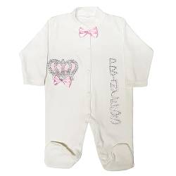 Neugeborenes Baby Strampler Heimkehr Strass Schlafanzug Set 4-teilig Prinzessin Prinz T0507 (Rosa, 68) von Candygirls