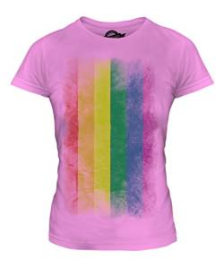 Candymix Gay Pride Verblichen Flagge Damen T Shirt, Größe Medium, Farbe Rosa von Candymix