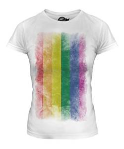 Candymix Gay Pride Verblichen Flagge Damen T Shirt, Größe X-Large, Farbe Weiß von Candymix