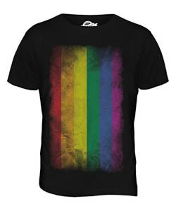 Candymix Gay Pride Verblichen Flagge Herren T Shirt, Größe 2X-Large, Farbe Schwarz von Candymix