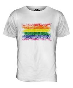 Candymix Gay Pride Weinlese Flagge Herren T Shirt, Größe Large, Farbe Weiß von Candymix