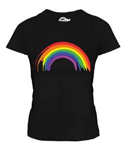 Candymix Gemalten Regenbogen Damen T Shirt, Größe 2X-Large, Farbe Schwarz von Candymix